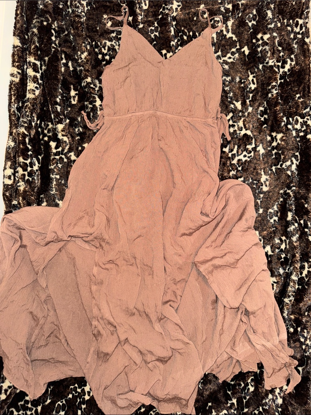 🌻🌞🌼Ambiance Brown V-Neck Spaghetti Strap Maxi Dress